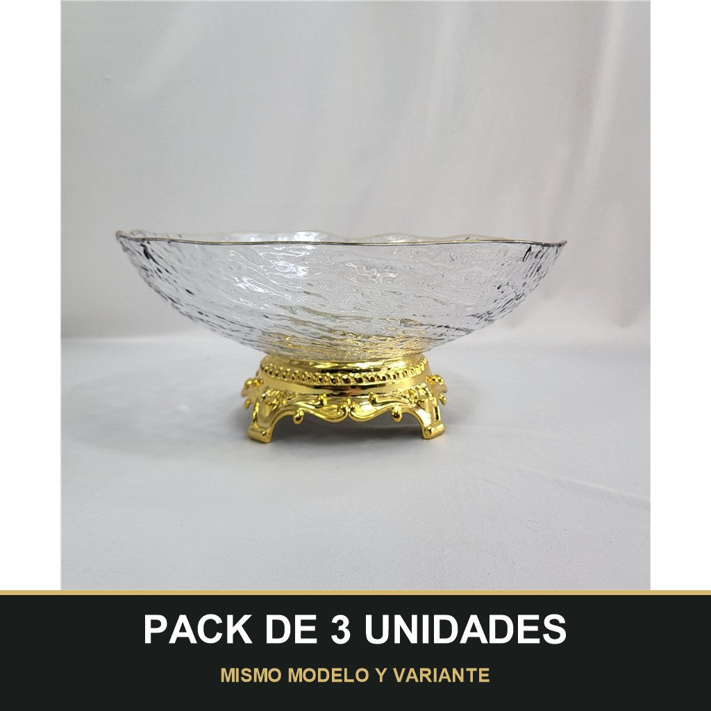 PACK DE 3 UNIDADES — Cuenco de PLÁSTICO con Borde Dorado – Elegancia para tu Mesa. MISMO MODELO Y VARIANTE
