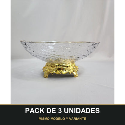 PACK DE 3 UNIDADES — Cuenco de PLÁSTICO con Borde Dorado – Elegancia para tu Mesa. MISMO MODELO Y VARIANTE