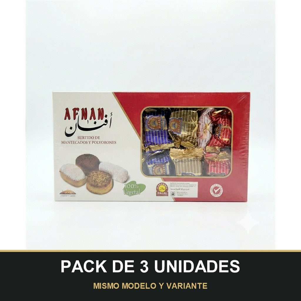 PACK DE 3 UNIDADES — AFNAN – Surtido de Mantecados y Polvorones HALAL (Estepa) | 100% Vegetal | 700 g 🥮🕌🌿. MISMO MODELO Y VARIANTE