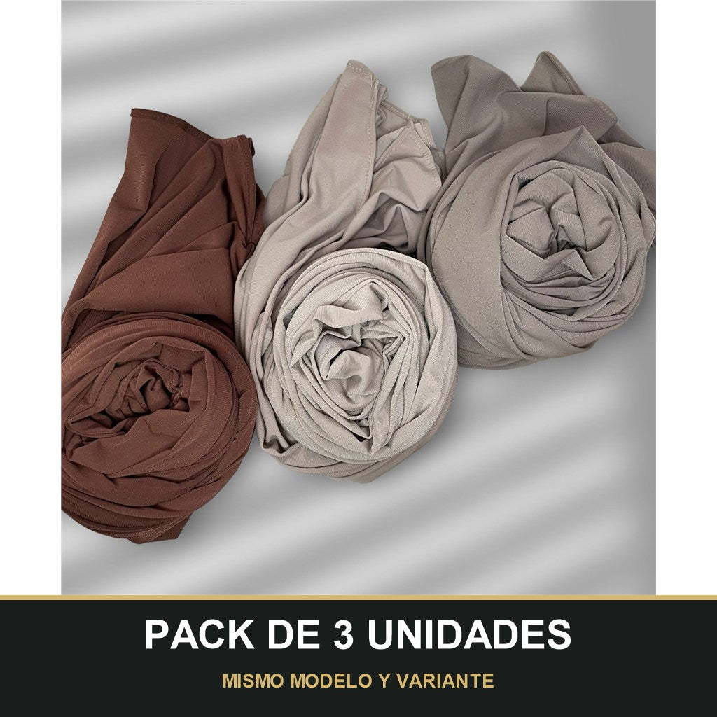 PACK DE 3 UNIDADES — Hijab Jersey Premium - Made In Turkey. MISMO MODELO Y VARIANTE