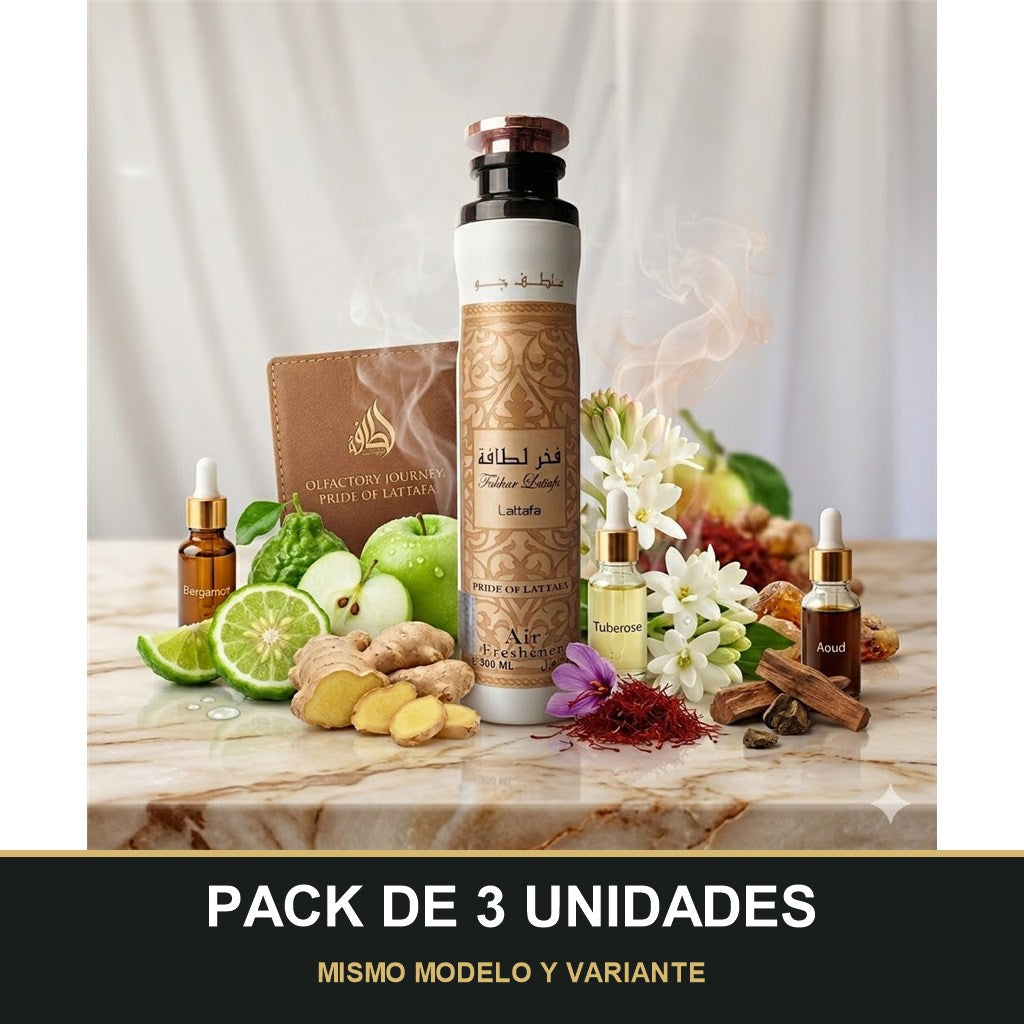 PACK DE 3 UNIDADES — Ambientador Fakhar de Lattafa · 300 ml. MISMO MODELO Y VARIANTE