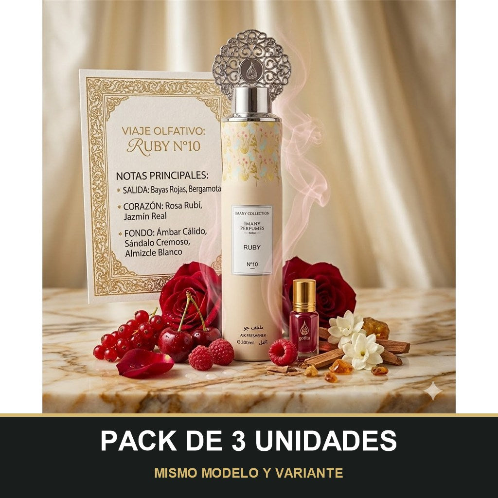 PACK DE 3 UNIDADES — Ambientador Ruby Nº10 de Imany · 300 ml. MISMO MODELO Y VARIANTE
