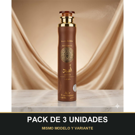 PACK DE 3 UNIDADES — Ambientador Asad Bourbon de Lattafa · 300 ml. MISMO MODELO Y VARIANTE