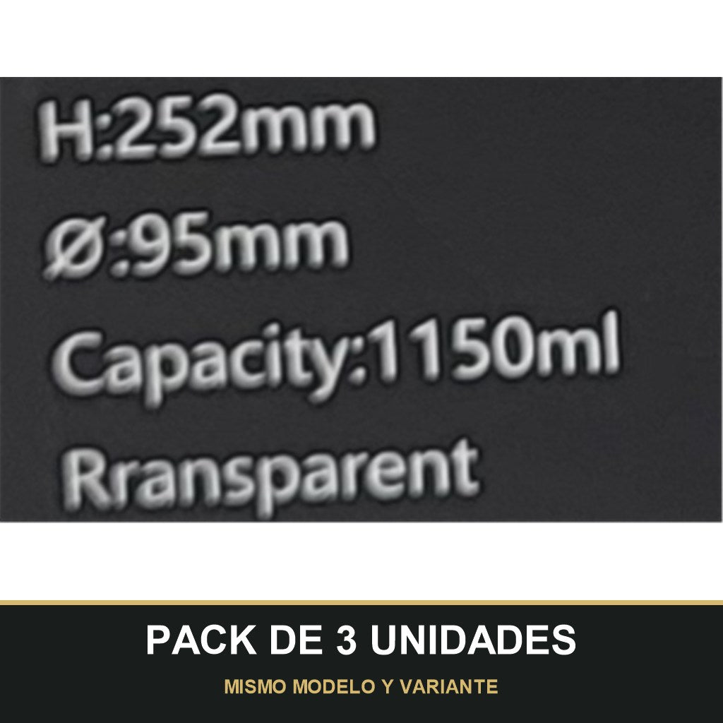 PACK DE 3 UNIDADES — Jarra de Cristal con Estrías Verticales y Tapa de Bambú 1150ml. MISMO MODELO Y VARIANTE