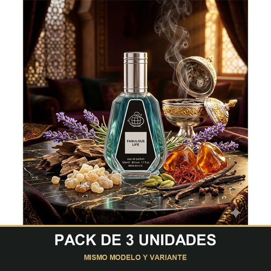PACK DE 3 UNIDADES — Fabulous Life de Fragrance World · 50 ml. MISMO MODELO Y VARIANTE