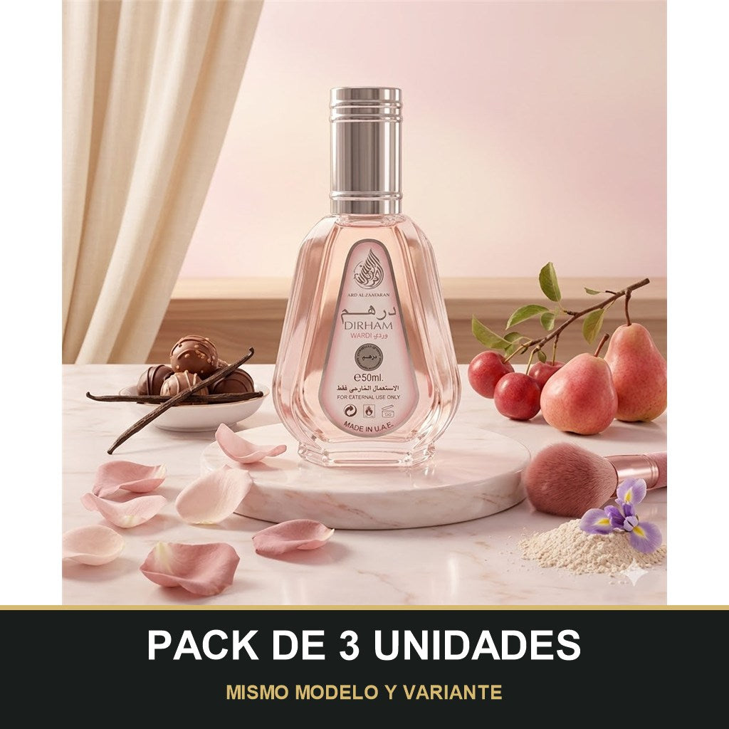 PACK DE 3 UNIDADES — Dirham Wardi de Ard Al Zaafaran · 50 ml. MISMO MODELO Y VARIANTE
