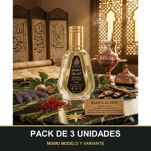PACK DE 3 UNIDADES — Bade'e al Oud de Ard Al Zaafaran · 50 ml. MISMO MODELO Y VARIANTE