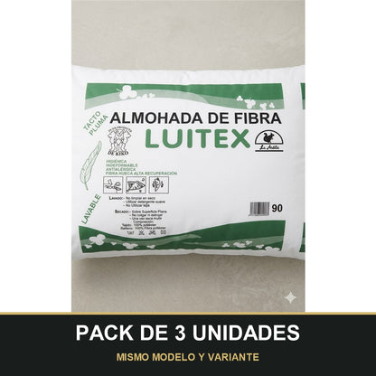 PACK DE 3 UNIDADES — Almohada de Fibra Luitex La Ardilla para Cama de 70/90/135/150 cm. MISMO MODELO Y VARIANTE