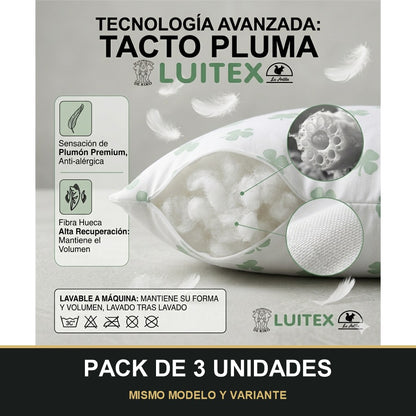 PACK DE 3 UNIDADES — Almohada de Fibra Luitex La Ardilla para Cama de 70/90/135/150 cm. MISMO MODELO Y VARIANTE