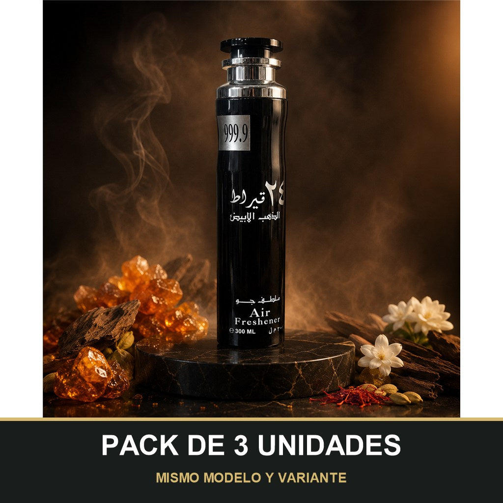 PACK DE 3 UNIDADES — Ambientador 24 Qirat White Gold de Lattafa · 300 ml. MISMO MODELO Y VARIANTE