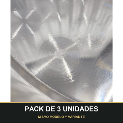 PACK DE 3 UNIDADES — Bandeja Redonda de Acero Inoxidable Multiusos - 36cm diámetro – Resistente, Elegante y Fácil de Limpiar. MISMO MODELO Y VARIANTE