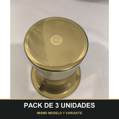 PACK DE 3 UNIDADES — Tetera de Cristal con Filtro y Tapa Dorada-750mL. MISMO MODELO Y VARIANTE