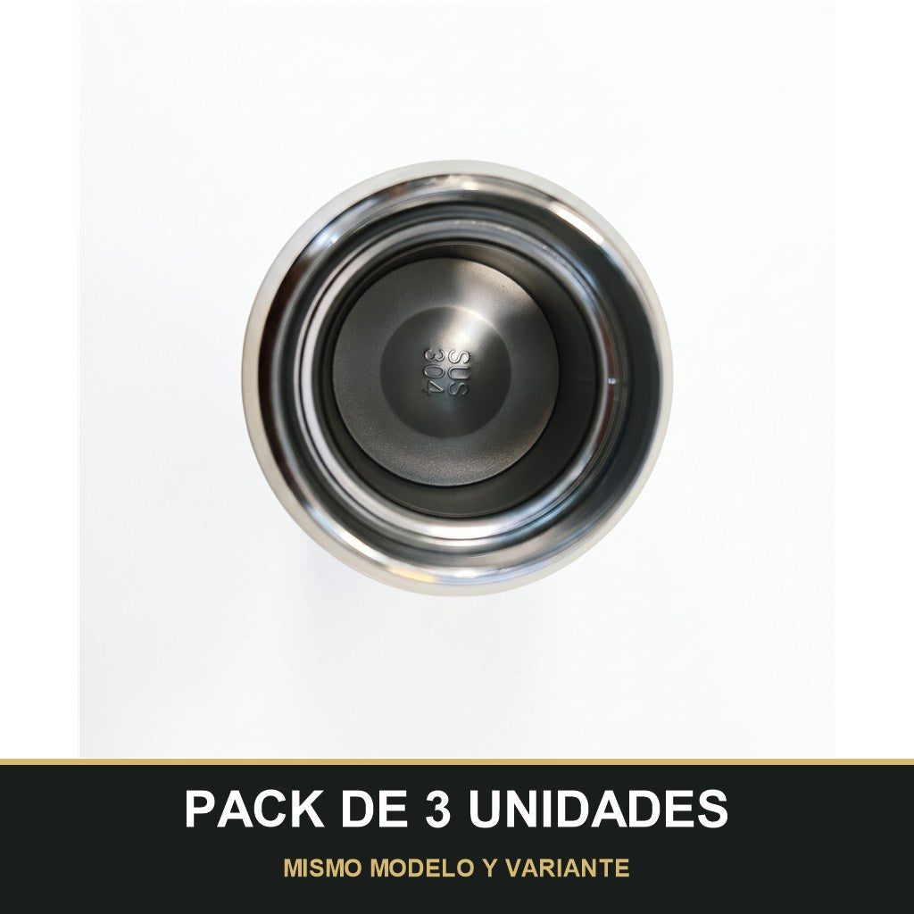 PACK DE 3 UNIDADES — Termo de Acero Inoxidable para Café y Bebidas – Aislante Térmico con Tapa Vaso. MISMO MODELO Y VARIANTE