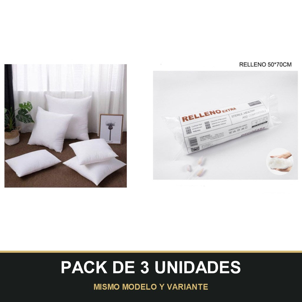 PACK DE 3 UNIDADES — Relleno para Almohada 50x70 cm. MISMO MODELO Y VARIANTE
