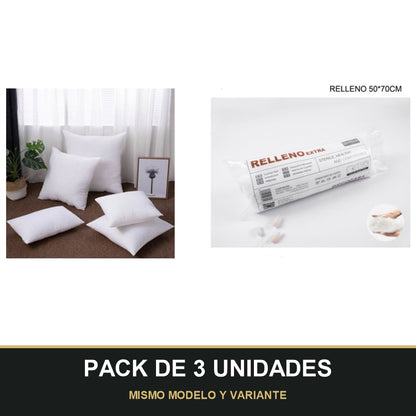 PACK DE 3 UNIDADES — Relleno para Almohada 50x70 cm. MISMO MODELO Y VARIANTE