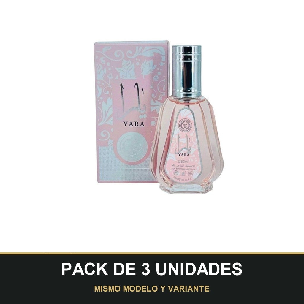 PACK DE 3 UNIDADES — Yara de Lattafa · 50 ml. MISMO MODELO Y VARIANTE