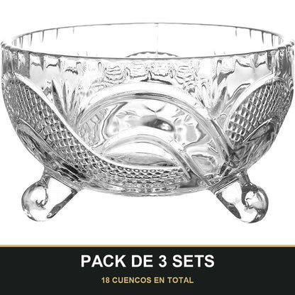 PACK DE 3 SETS — Set de 6 Cuencos de Cristal para Azúcar – Elegancia y Funcionalidad en Tu Mesa. 18 CUENCOS EN TOTAL