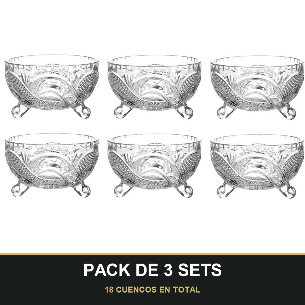 PACK DE 3 SETS — Set de 6 Cuencos de Cristal para Azúcar – Elegancia y Funcionalidad en Tu Mesa. 18 CUENCOS EN TOTAL