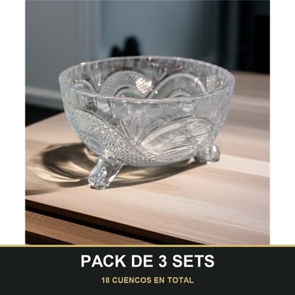 PACK DE 3 SETS — Set de 6 Cuencos de Cristal para Azúcar – Elegancia y Funcionalidad en Tu Mesa. 18 CUENCOS EN TOTAL