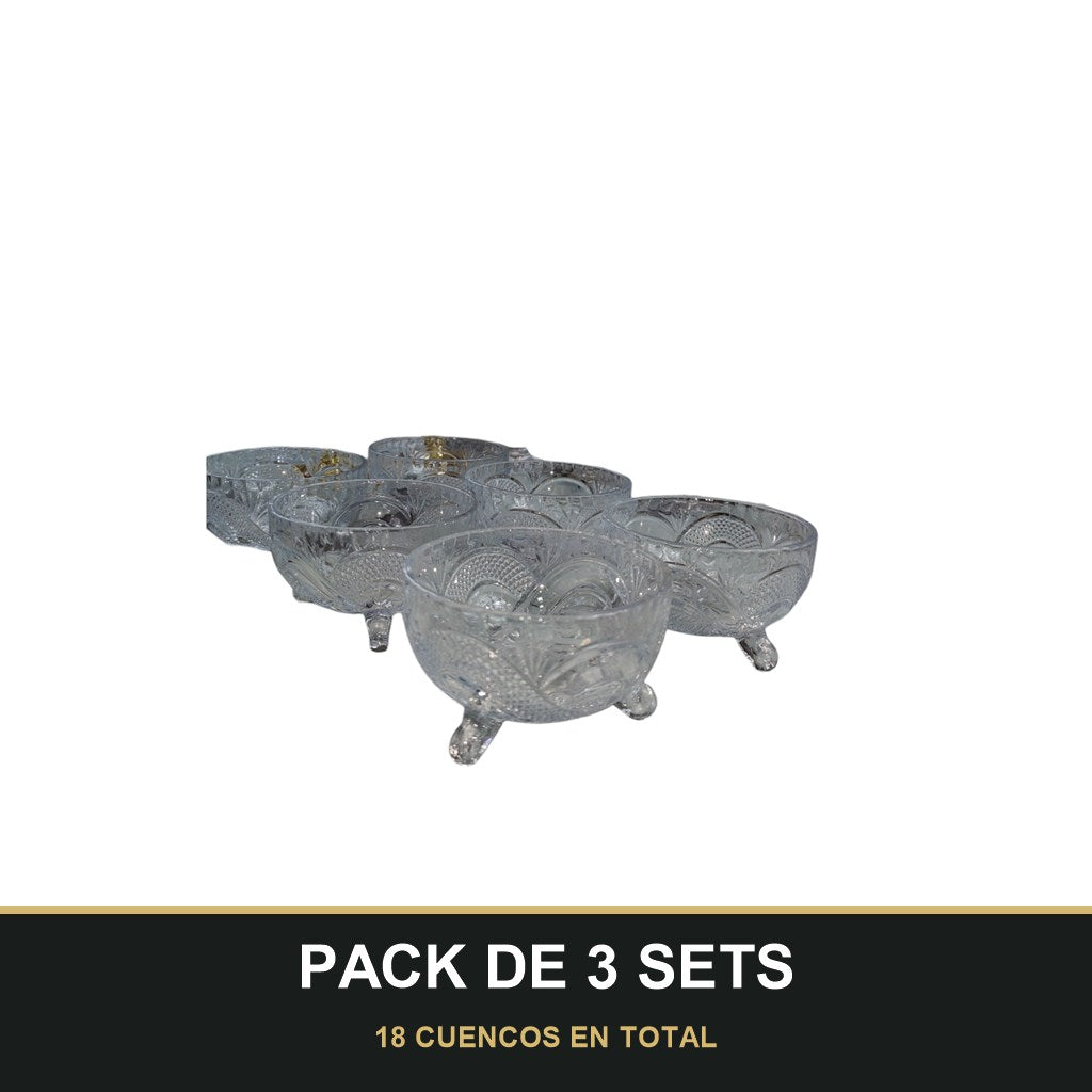 PACK DE 3 SETS — Set de 6 Cuencos de Cristal para Azúcar – Elegancia y Funcionalidad en Tu Mesa. 18 CUENCOS EN TOTAL