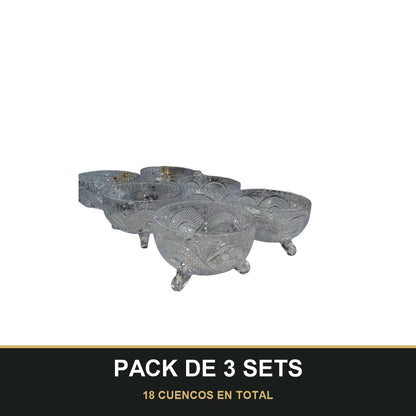 PACK DE 3 SETS — Set de 6 Cuencos de Cristal para Azúcar – Elegancia y Funcionalidad en Tu Mesa. 18 CUENCOS EN TOTAL