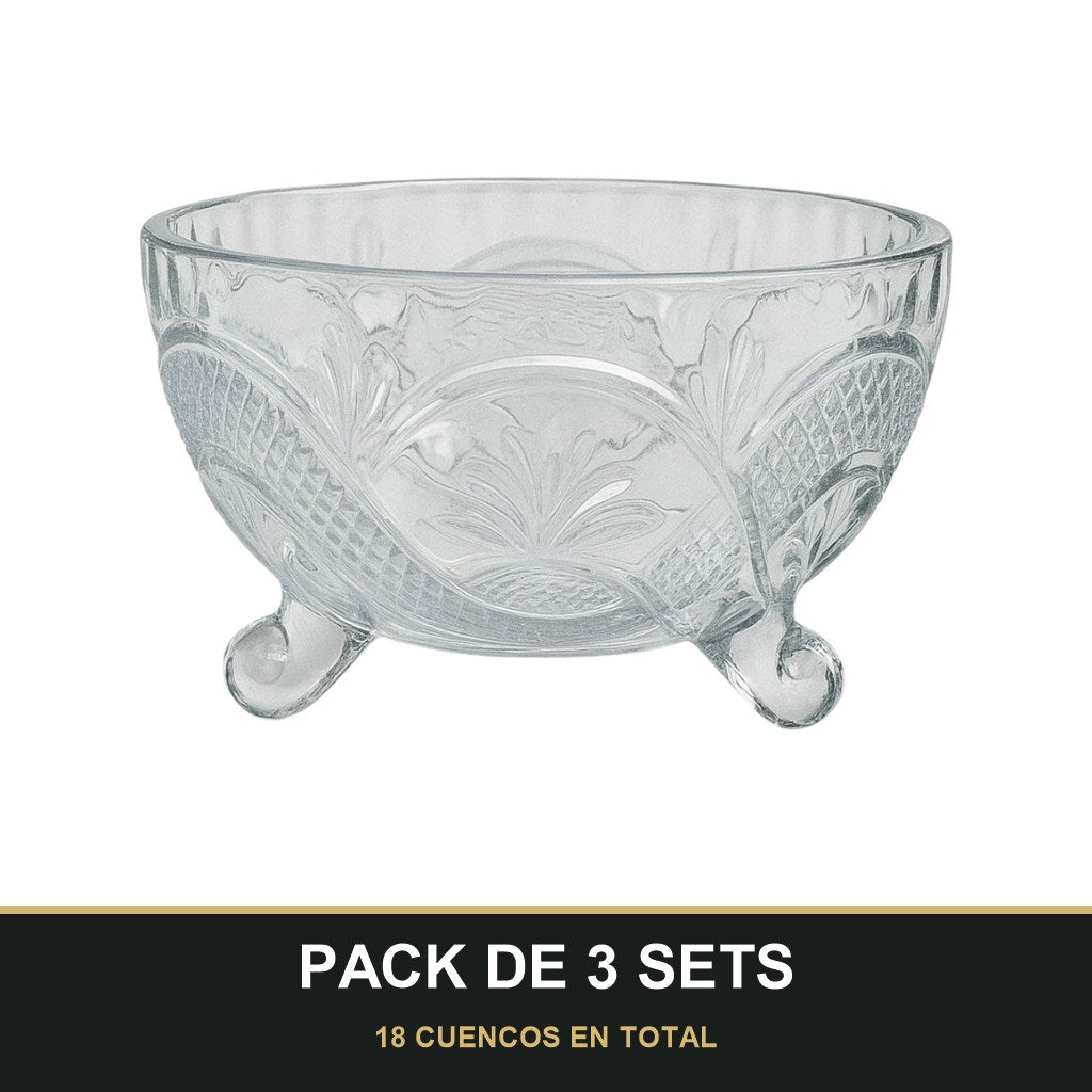 PACK DE 3 SETS — Set de 6 Cuencos de Cristal para Azúcar – Elegancia y Funcionalidad en Tu Mesa. 18 CUENCOS EN TOTAL
