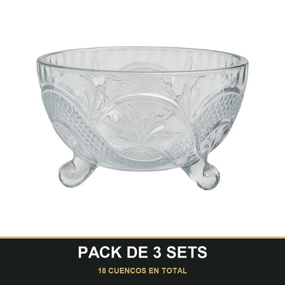 PACK DE 3 SETS — Set de 6 Cuencos de Cristal para Azúcar – Elegancia y Funcionalidad en Tu Mesa. 18 CUENCOS EN TOTAL