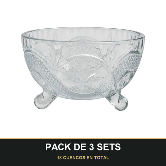 PACK DE 3 SETS — Set de 6 Cuencos de Cristal para Azúcar – Elegancia y Funcionalidad en Tu Mesa. 18 CUENCOS EN TOTAL