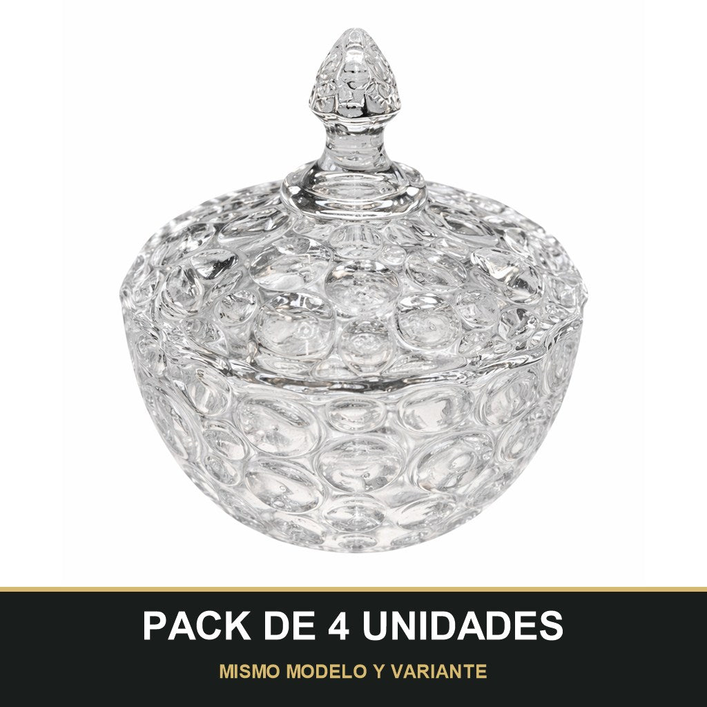 PACK DE 4 UNIDADES — Azucarero de Cristal  – Serie Dots. MISMO MODELO Y VARIANTE