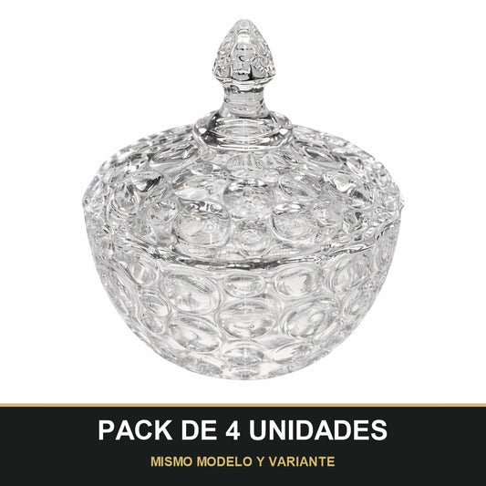 PACK DE 4 UNIDADES — Azucarero de Cristal  – Serie Dots. MISMO MODELO Y VARIANTE