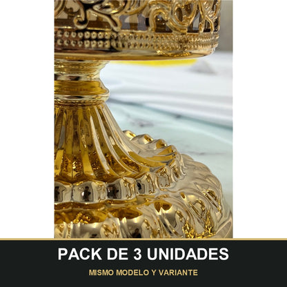 PACK DE 3 UNIDADES — Copón Real Dorado – Tamaño Pequeño (35 cm). MISMO MODELO Y VARIANTE