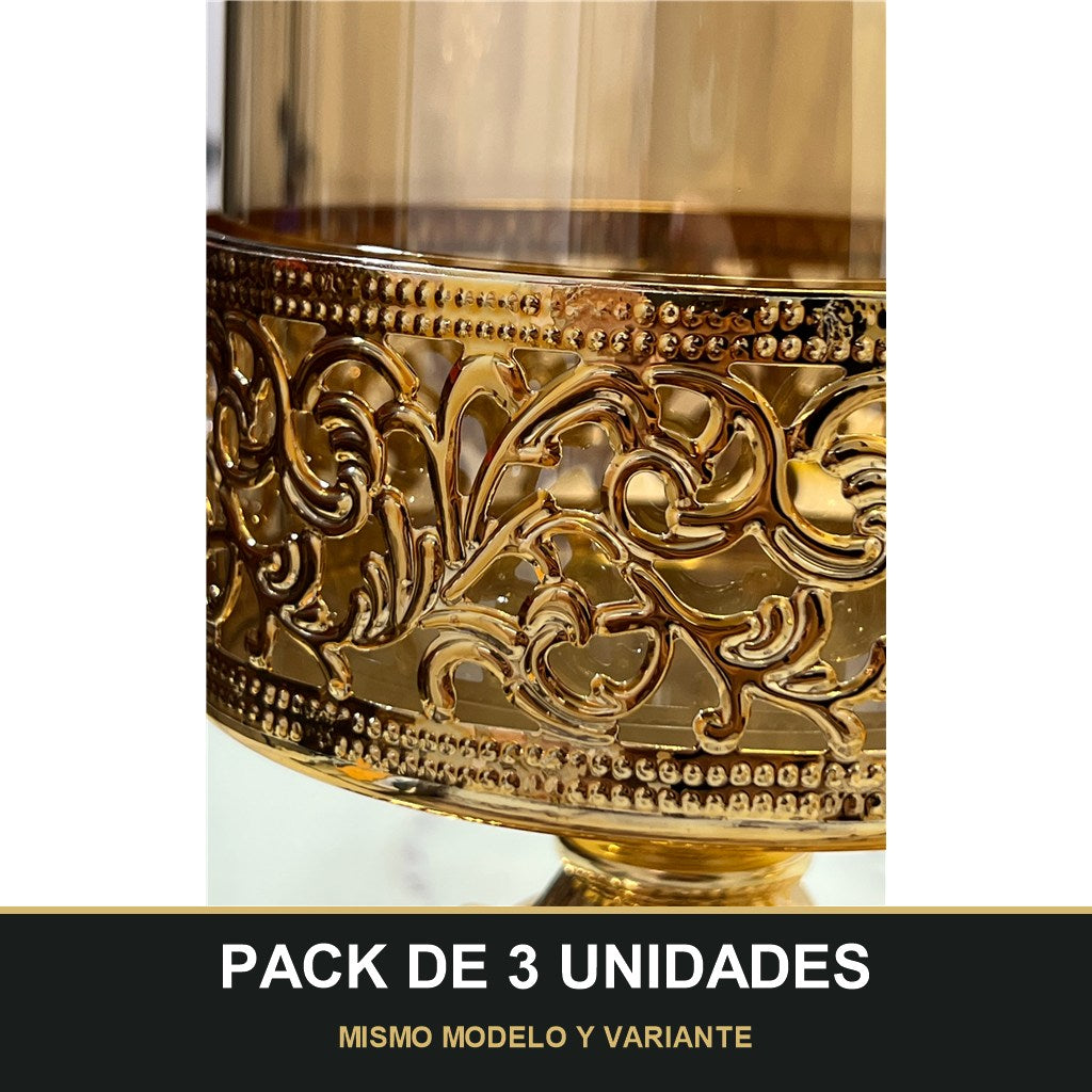 PACK DE 3 UNIDADES — Copón Real Dorado – Tamaño Pequeño (35 cm). MISMO MODELO Y VARIANTE