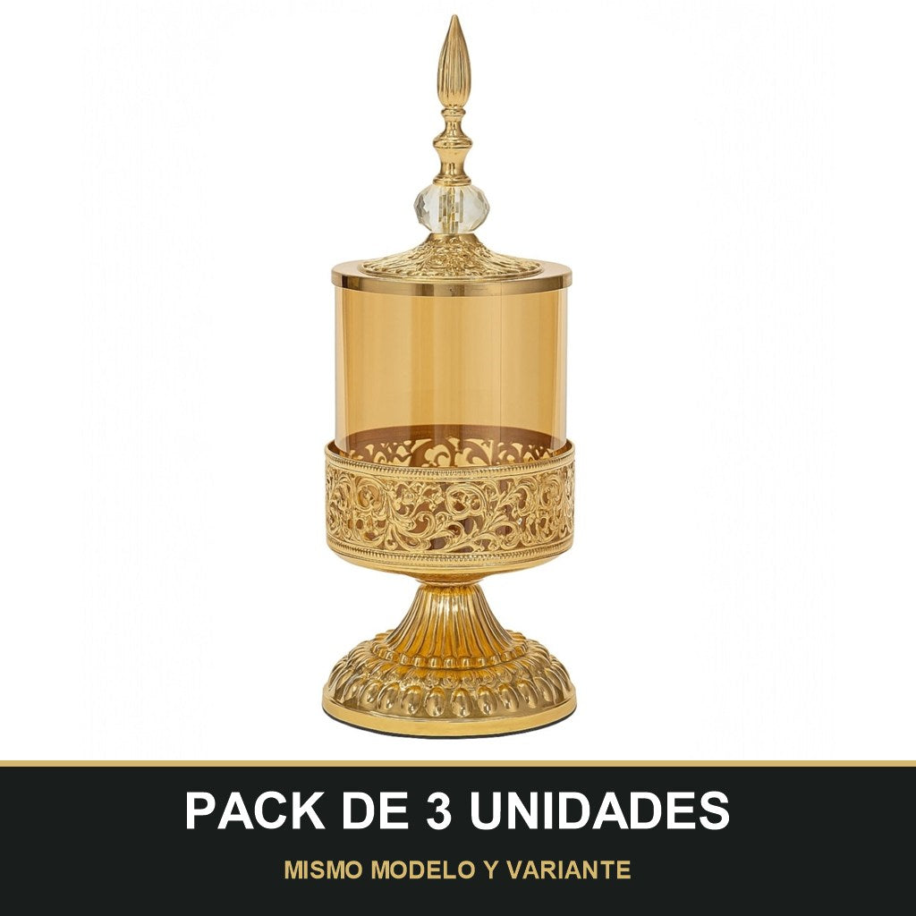 PACK DE 3 UNIDADES — Copón Real Dorado – Tamaño Pequeño (35 cm). MISMO MODELO Y VARIANTE