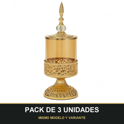 PACK DE 3 UNIDADES — Copón Real Dorado – Tamaño Pequeño (35 cm). MISMO MODELO Y VARIANTE