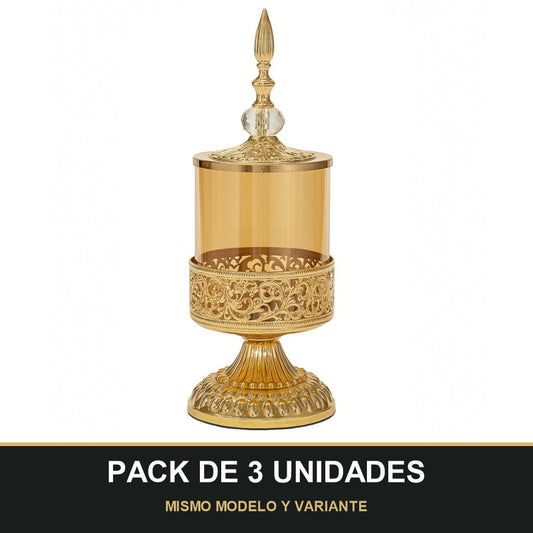 PACK DE 3 UNIDADES — Copón Real Dorado – Tamaño Pequeño (35 cm). MISMO MODELO Y VARIANTE