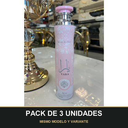 PACK DE 3 UNIDADES — Ambientador Yara Rosa de Lattafa · 300 ml. MISMO MODELO Y VARIANTE
