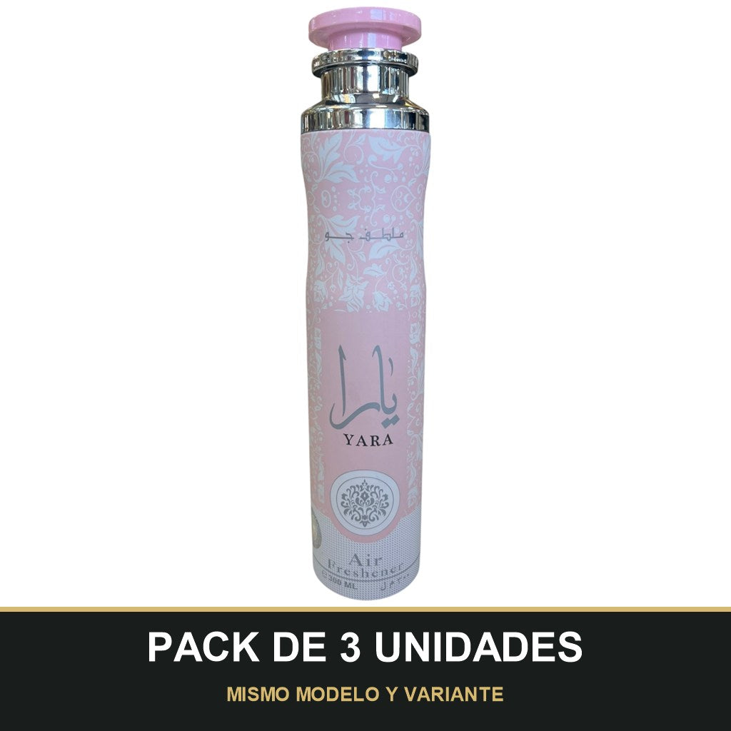 PACK DE 3 UNIDADES — Ambientador Yara Rosa de Lattafa · 300 ml. MISMO MODELO Y VARIANTE