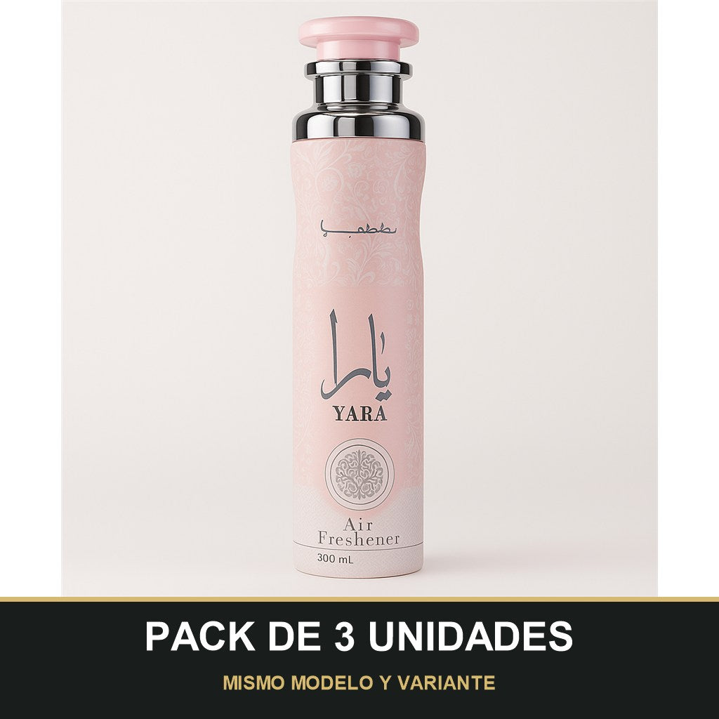 PACK DE 3 UNIDADES — Ambientador Yara Rosa de Lattafa · 300 ml. MISMO MODELO Y VARIANTE