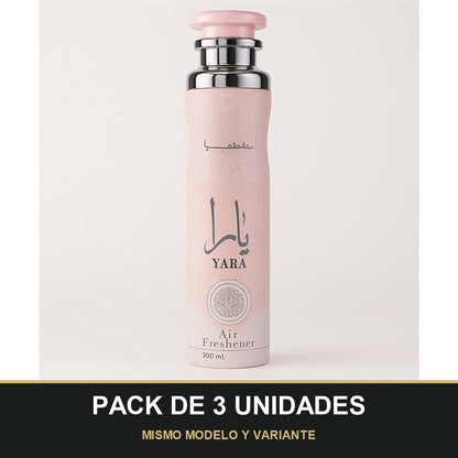 PACK DE 3 UNIDADES — Ambientador Yara Rosa de Lattafa · 300 ml. MISMO MODELO Y VARIANTE