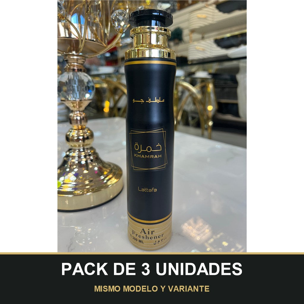 PACK DE 3 UNIDADES — Ambientador Khamrah – Lattafa | Spray de 300 ml. MISMO MODELO Y VARIANTE