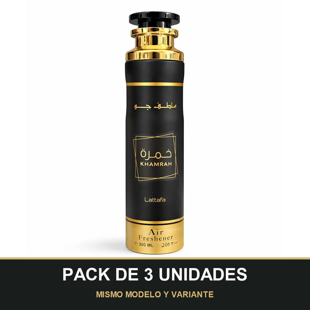 PACK DE 3 UNIDADES — Ambientador Khamrah – Lattafa | Spray de 300 ml. MISMO MODELO Y VARIANTE