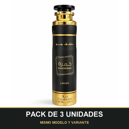 PACK DE 3 UNIDADES — Ambientador Khamrah – Lattafa | Spray de 300 ml. MISMO MODELO Y VARIANTE