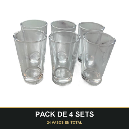 PACK DE 4 SETS — Set de 6 Vasos Pequeños de Cristal – Especial para Té o Café Árabe (8 cl). 24 VASOS EN TOTAL