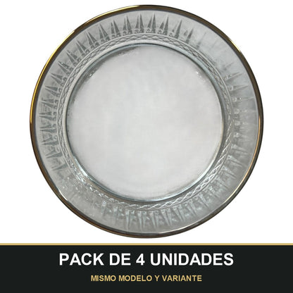PACK DE 4 UNIDADES — Cuenco de cristal grabado con filo dorado — Alta calidad y distinción para tu mesa. MISMO MODELO Y VARIANTE
