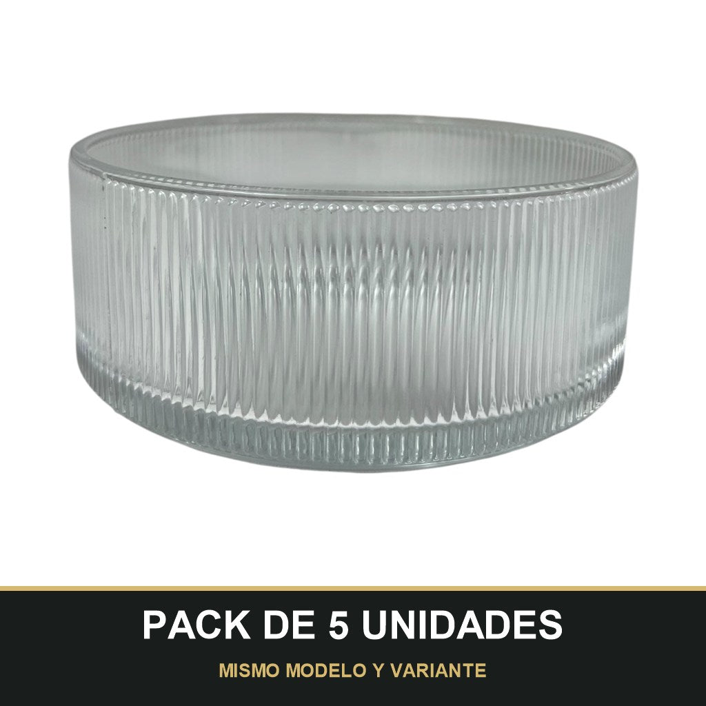 PACK DE 5 UNIDADES — Cuenco de cristal grabado — Alta calidad y estilo en tu mesa 🍃✨. MISMO MODELO Y VARIANTE