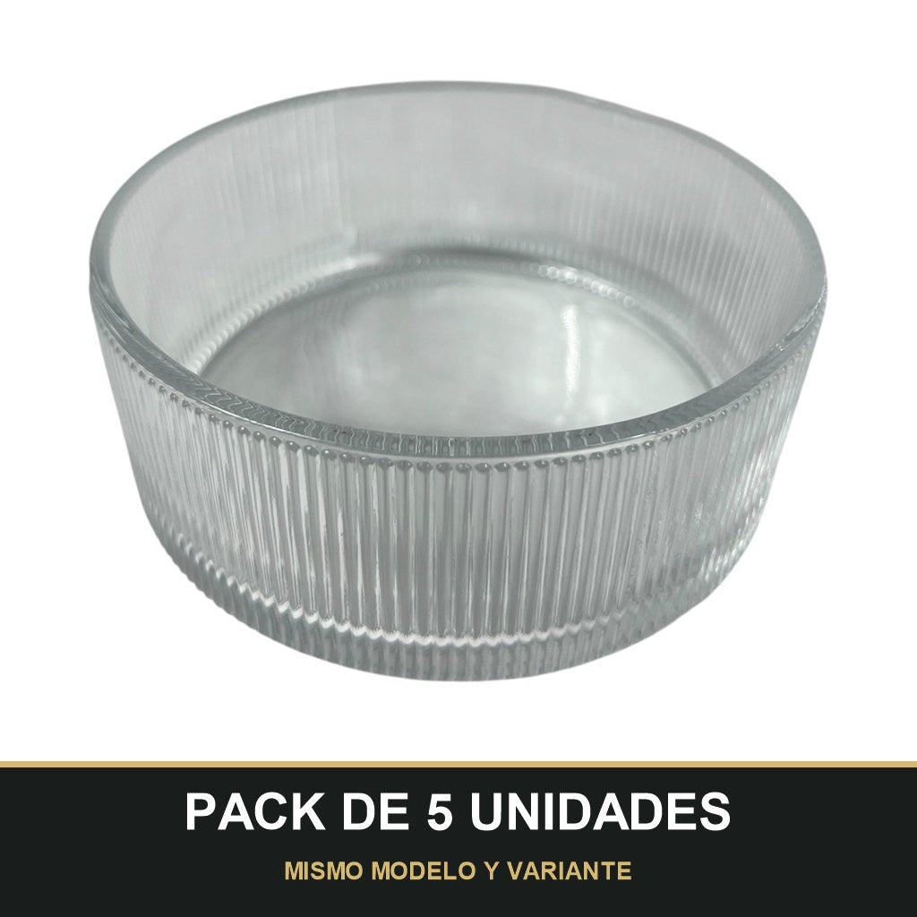 PACK DE 5 UNIDADES — Cuenco de cristal grabado — Alta calidad y estilo en tu mesa 🍃✨. MISMO MODELO Y VARIANTE