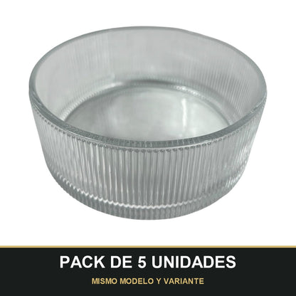 PACK DE 5 UNIDADES — Cuenco de cristal grabado — Alta calidad y estilo en tu mesa 🍃✨. MISMO MODELO Y VARIANTE
