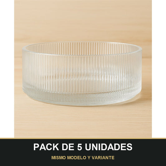 PACK DE 5 UNIDADES — Cuenco de cristal grabado — Alta calidad y estilo en tu mesa 🍃✨. MISMO MODELO Y VARIANTE