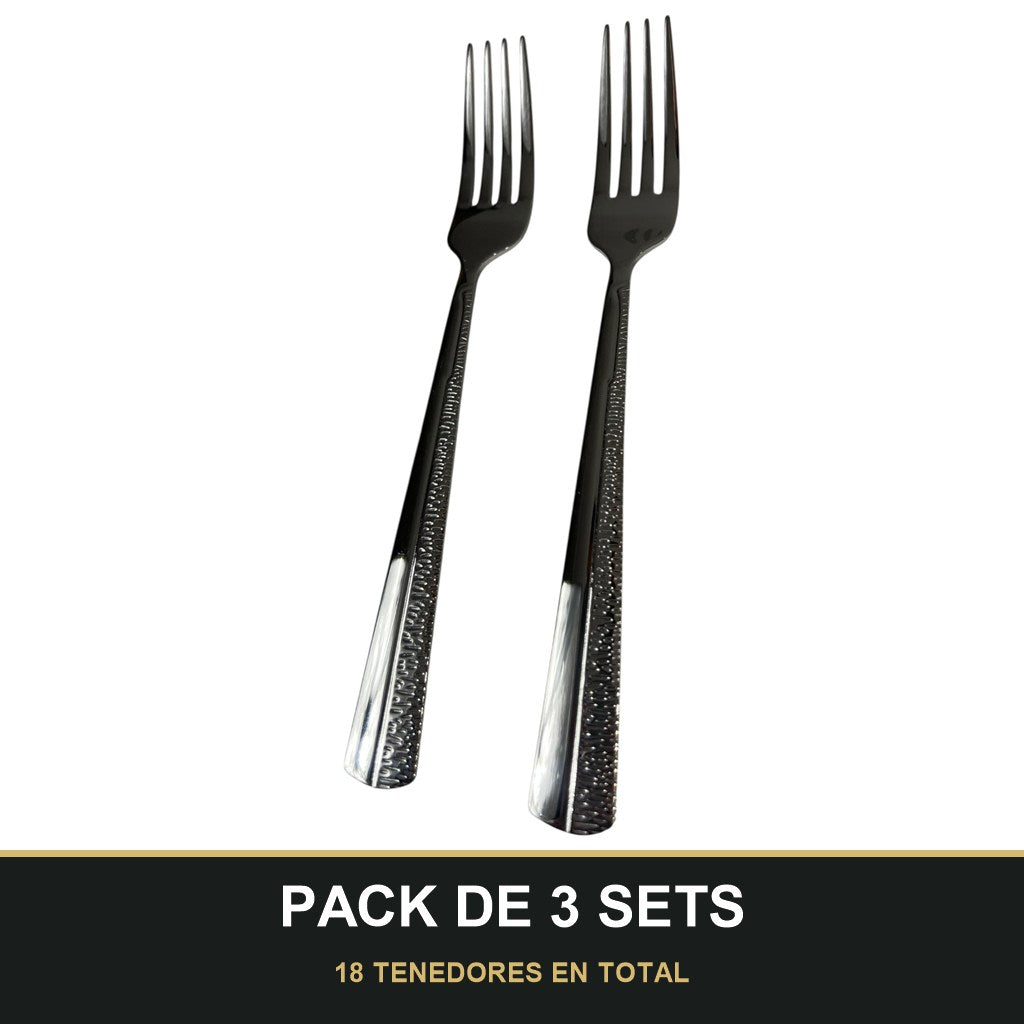 PACK DE 3 SETS — Set de 6 tenedores - Cubiertos Plateados ✨. 18 TENEDORES EN TOTAL