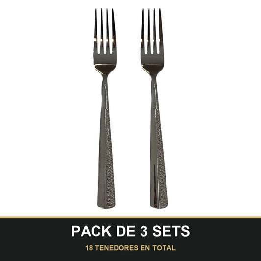 PACK DE 3 SETS — Set de 6 tenedores - Cubiertos Plateados ✨. 18 TENEDORES EN TOTAL